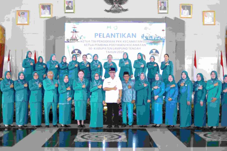 Bupati Lampung Tengah Hadiri Pelantikan Ketua TP PKK Kecamatan SeLampung Tengah
